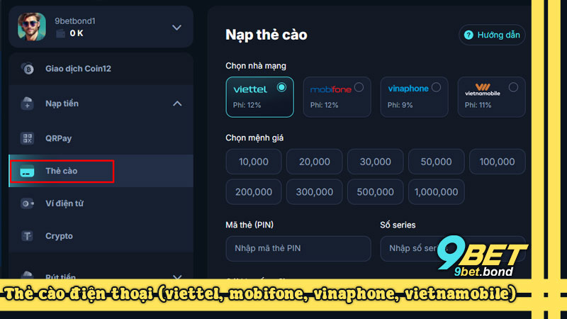 Thẻ cào điện thoại (viettel, mobifone, vinaphone, vietnamobile)