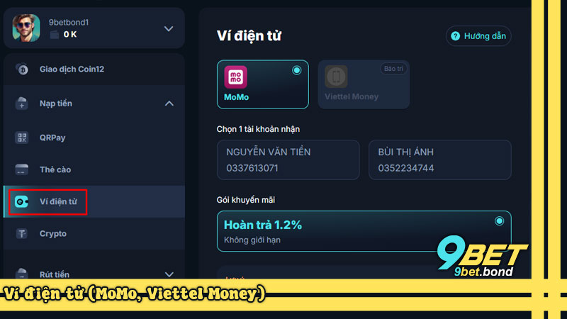 Ví điện tử (MoMo, Viettel Money)